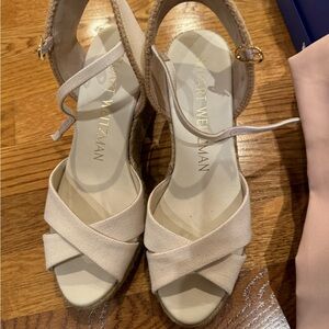 Stuart Weitzman size 7 Mirela II Espadrille wedge in ivory/natural, as new